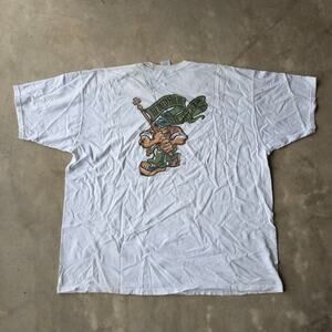 VINTAGE 90S JESUS T-SHIRT GRAPHIC BIBLE VERSE HE DIED FOR US QUOTE  MENS XXL